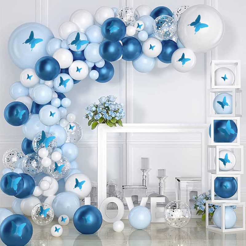Glitter 3DButterfly Wall Stickers SkyBlue Bring a Serene, Elegant Touch