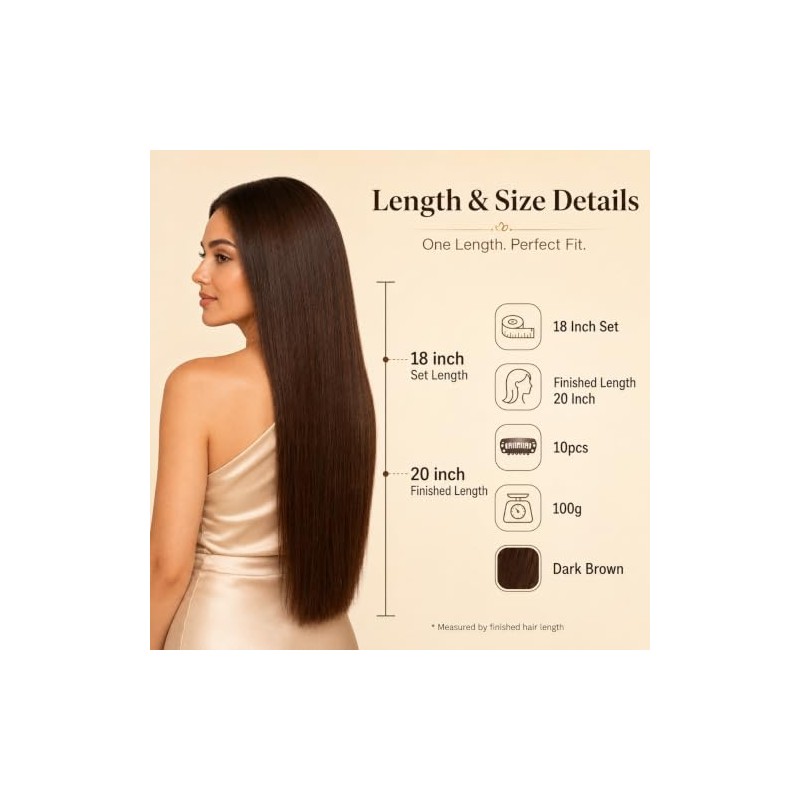 Extensiones de Cabello Humano con Clip 14 Pulgadas, Largo Final
