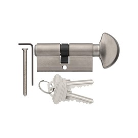 Rockwell Security 360 Degree European Profile Cylinder Lock Solid Brass Brushed Nickel Finish for Commercial and Residential Doors Fits 1 3/4 Inch Thick Door