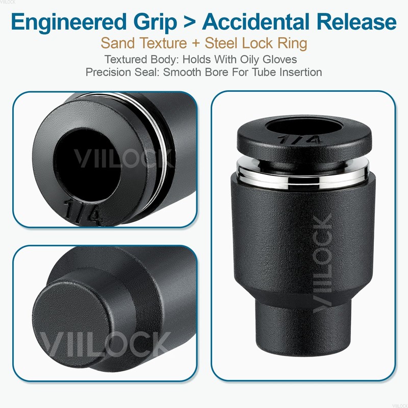 VIILOCK 10pcs Push to Connect Cap Plug Fitting, 1/4” Tube