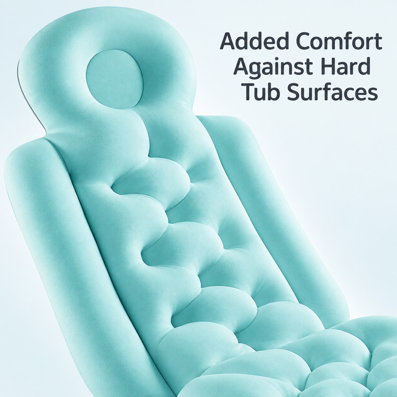 Full-Length Bath Pillow with Attached Seat, Neck & Back Support
