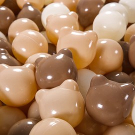 GOGOSO Bear Shape Ball Pit Balls 100pcs, Ball Pool Balls for Swim Fun Toys, Baby Different Shaped Ball Pit,Toddlers Girl Kids Birthday, Tent,Slides, Tunnels(2.2"), Brown+Beige+Coffee