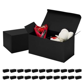 Aosric 24 Pcs Black Gift Boxes, 9x4.5x4.5 In Small Party Favor Boxes, Goodie Boxes Present Paper Gift Boxes Bulk with Lid for Kids Birthday, Baby Shower, Wedding, Christmas, Holidays, Congratulations