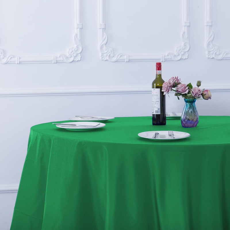 Ascoza 2pack 90 Inch Emerald Round Tablecloth in Washable Polyester