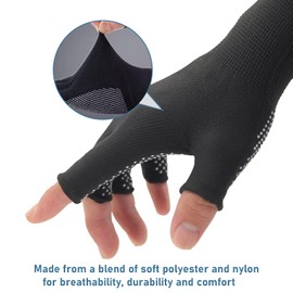 KkaFFe Fingerless Gloves, Men and Women Half-Finger Slip Breathable Lightweight Work Gloves for Construction Nylon Fitness Cycling Motorcycle Gloves (5 Half Finger2 pair)