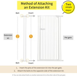 Lumizone Extra Tall Cat Gate Extension Kit 61.02" High Pressure Mounted 2025 New 4.13" Extra Wide 1.37" Gap No Drilling Tall Pet Gate for Dogs (White, 61.02" H x 4.13" W, Extension)