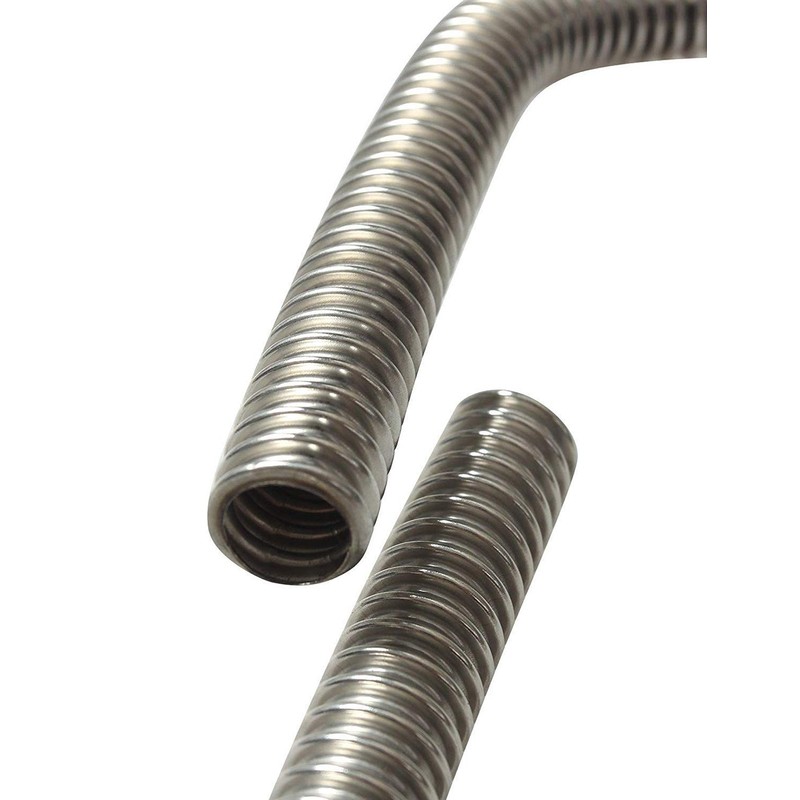 BLACKHORSE-RACING 44" Silver Chrome Flexible Stainless Steel Heated Hose Kit