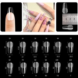 Pack of 240 Nail Tips, Fake Nails Transparent, Full Cover Soft Gel Tips, Nail Tips in 12 Sizes, Transparent for Fake Nail Tips for DIY Nail Art (Medium Coffin)