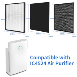 FCFMY 2 Packs IC-4524 Replacement Filters Compatible with InvisiClean Claro IC-4524 Air Cleaner Purifier, 2Pcs True HEPA, 2Pcs Activated Carbon Filters and 2Pcs Nylon Pre-Filters