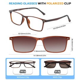 WEMOOTANTS Reading Glasses 3.5+ Men, Polarized Reader 3.5 Sunglasses, Men's Rectangle Brown Readers