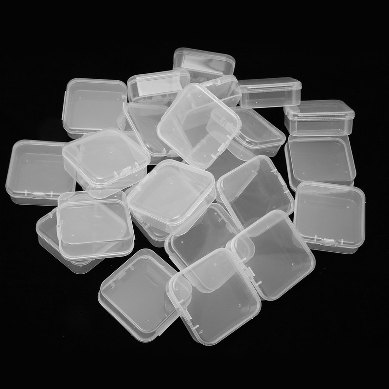 24pcs Mini Clear Jewelry Box Transparent Portable Small Plastic Storage