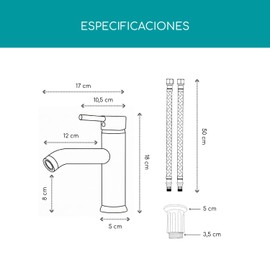 Grifo Llave Mezcladora Monocomando para Lavabo de Baño Línea Bastei – Acero Inoxidable con Acabado Cromado