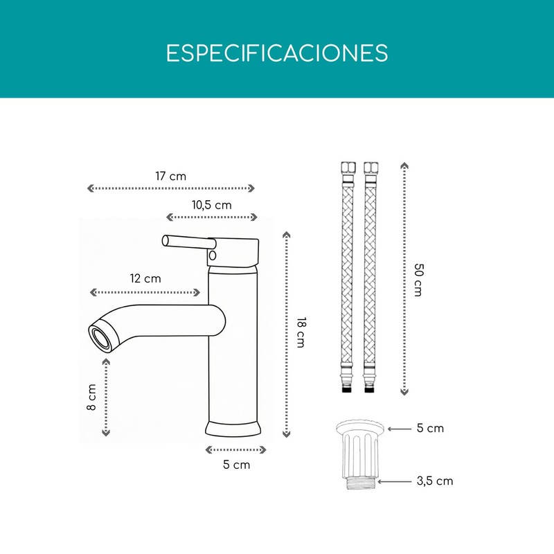 Grifo Llave Mezcladora Monocomando para Lavabo de Baño Línea Bastei