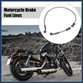 INFINAUTO 60cm 23.62" Motorbike Braided Brake Clutch Oil Hose Line Silver Tone Stylish Design