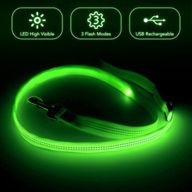 Illumifun Reflective LED Dog Leash, 47.2 inch Water Resistant Pet Leash Glow in The Dark (Green3)