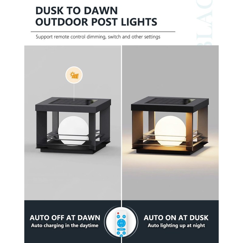 Solar Post Lights Outdoor, Modern Exterior Stainless Steel Pillar Light,