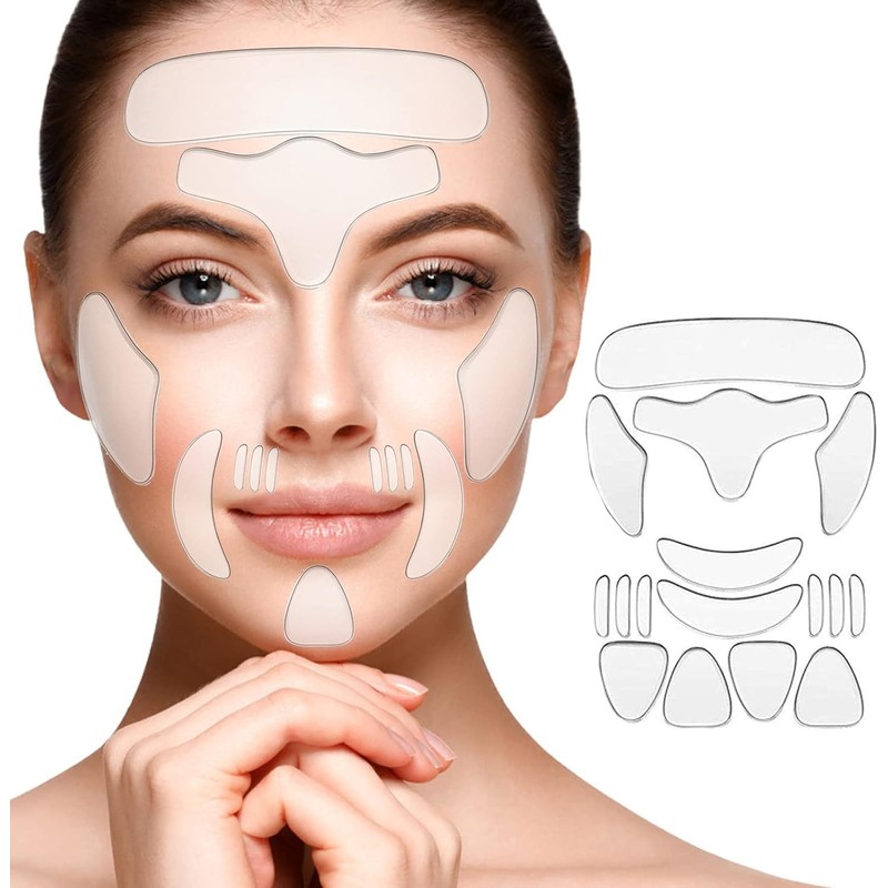 16 PIEZAS Parches de silicona reutilizables para arrugas faciales para