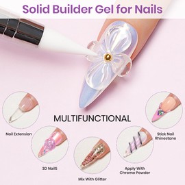 MIZHSE Solid Builder Gel for Nails, 18g Clear Non-sticky Hard Gel for Nail with Mini U V Nail Lamp, 3D Sculpting Nail Gel for Nail Art Builder Gel for Manicure Home DIY