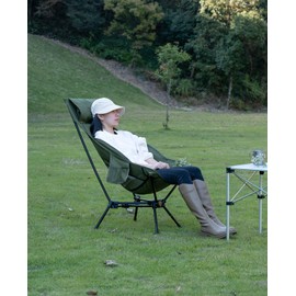 iClimb Ultralight Compact Camping Folding Beach Chair with Anti-Sinking Large Feet (Green - Triangular Frame High Back)