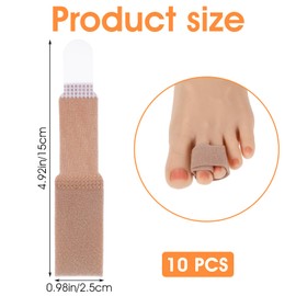Wanmu 10Pcs Fabric Hammer Toe Corrector, Reusable Broken Toe Protectors Taped Wraps, Hammer Toe Corrector, Hammertoe Straightener, Toe Splints for Crooked Toes, Curled Toes, Bent Toes