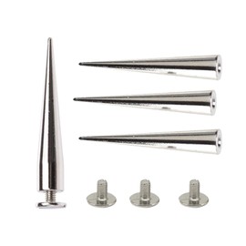 Weddecor 7mm x 40mm Screwback Silver Spike Cone Studs for Clothing, Arts, Jeans, Jackets, Bags, Leathercraft, Shoes, Bullet Shaped, 10pcs
