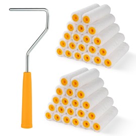 Mister Rui Paint Roller Covers, 40 Pieces, 4 Inch Paint Roller 6mm Nap and Frame, Microfiber Paint Rollers for Painting Walls, Cabinets, Trim, Use with All Paints and Stains