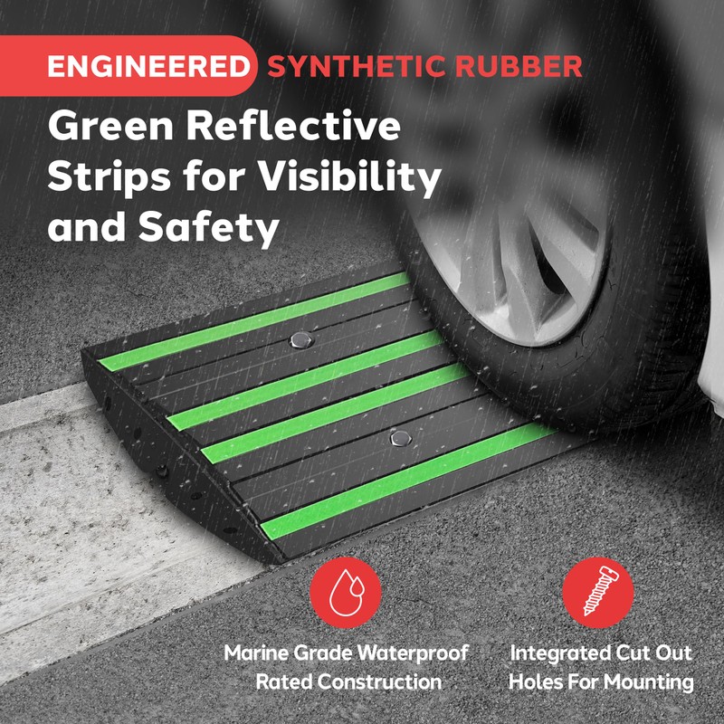 Pyle 2 Ft. Rubber Threshold Curb Ramp for Driveway -