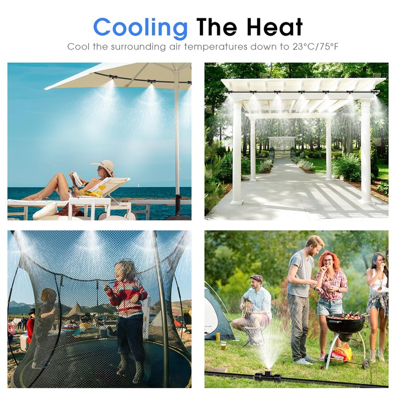 Cureder Misting Cooling System, 26FT (8M) Misting Line + 7