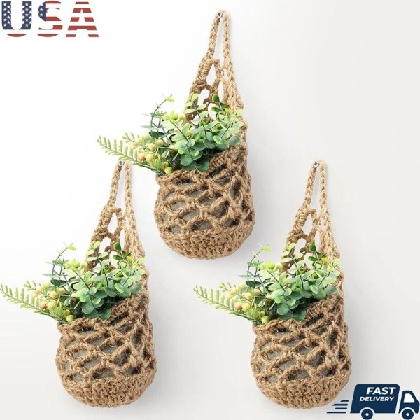 3PK Macrame Wall Planters Hanging Planter Indoor Plants Succulents Decor