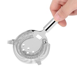 Professional Strainer Stainless Steel Filter Stylish Strainer Lid Hawthorne Cocktail Shaker Strainer (Large Silver)