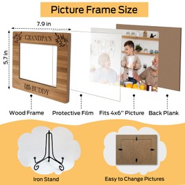Grandfather Gifts 4 x 6 Picture Frame Wooden Frame Photo Frame Tabletop Display Home Decor for Living Room Office Bedroom, Birthday Gifts from Granddaughter Grandson - Grandpa's Little Buddy -36