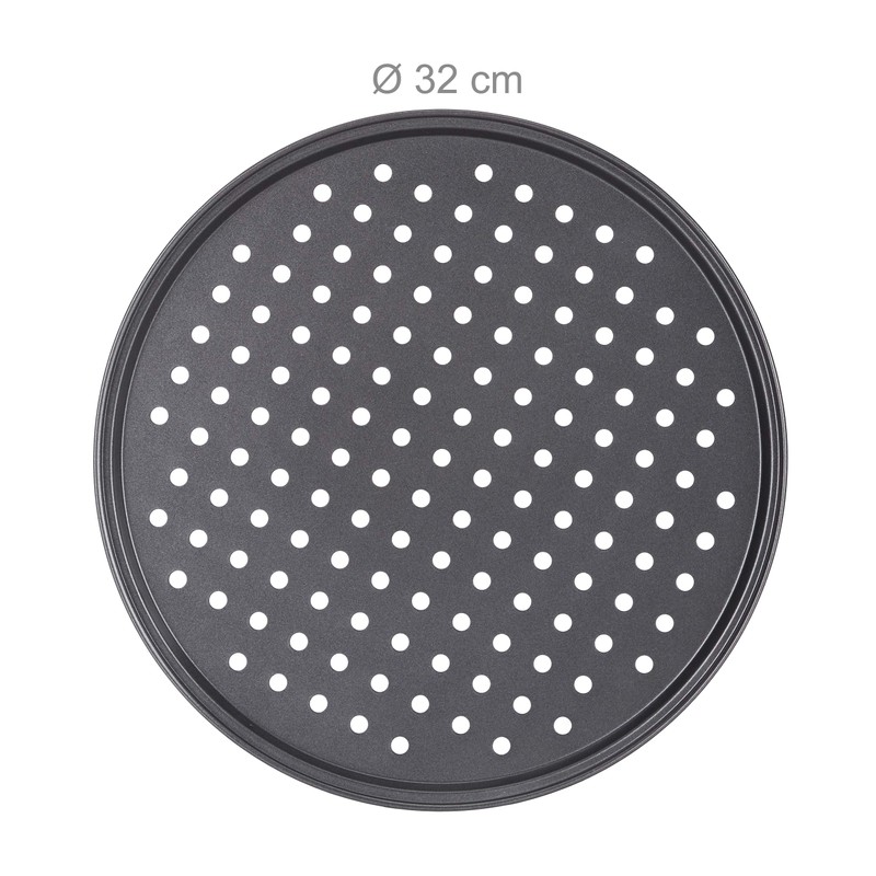 Relaxdays Set x Pizza Crisping Tray D: 32 cm., grey