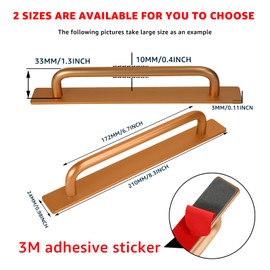 2pcs Self-Stick Instant Cabinet Drawer Handles Pulls | Aluminum Alloy Drawer Push Pull Handles Helper with Adhesive Door Handle for Kitchen Cabinet Drawer Window Sliding Closet (Gold, Large(210mm))