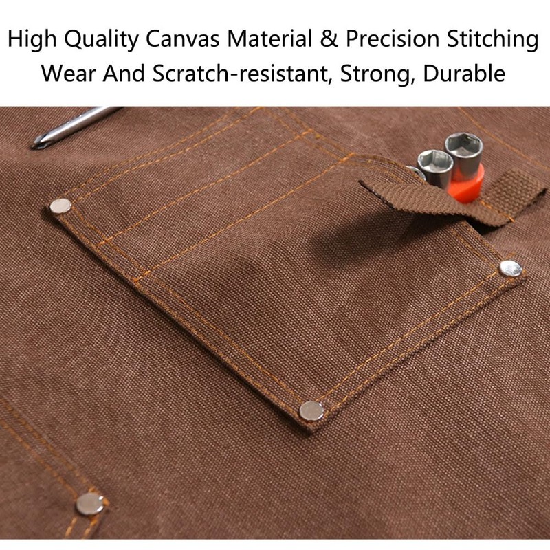 Work Apron with 12 Tool Pockets, Heavy Duty Thick Canvas