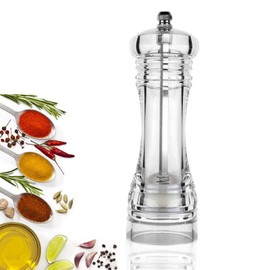Transparent Spice Mill, Acrylic Pepper Mill, Salt Mill, Manual with Adjustable Ceramic Grinder, for Spices, Pepper, Salt and Chili