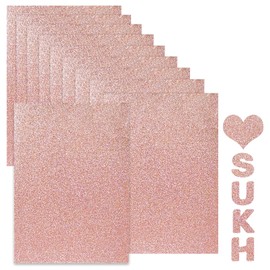Rose Gold Glitter Cardstock Paper - Sukh Glitter Cardstock Craft Paper A4 Thick Colored Crafts Christmas Valentines Gift Box Wrapping DIY Wedding Birthday Party Sparkle Decor Scrapbook 250GSM 10pcs