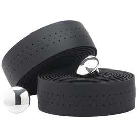 GORGECRAFT 2 Rolls Bicycle Handle Bar Tape Black Road Bike Handle Tape Handlebar Tapes PU Leather Bike Handle Wrap with 2 PCS End Plugs for Road Bike Steering Wheel Chair Armrest