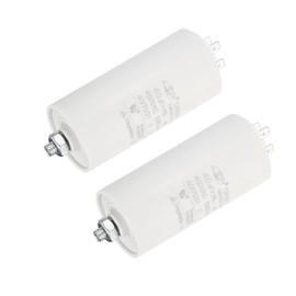 YOKIVE 2 Pcs 40uF CBB60 Running Capacitor, Run Capacitor with 4 Pins Screw, AC 450V Start Up Motors, Great for Air Compressors, Pumps (White, 95x45mm)