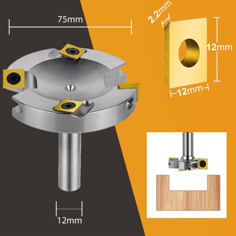 SpeTool Nickel-Plated Face Milling Cutter 12 mm Shank 75 mm