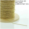 NEW: #3 BRASS PLATED STEEL BEADED PULL CHAIN SOLD BY