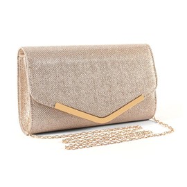 XFSRG Clutch Women's Bag Glitter Elegant Envelope Bag Bridal Bag Evening Bag with Removable Chain for Wedding Party Banquet Holidays, gold