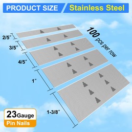 SimCos 23 Gauge Stainless Steel Pin Nails Headless Pinner Nails (3/8",9/16",3/4",1",1-3/8") assorted 5 sizes for Molding Cabinetry Building Assembly (5000)