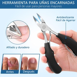 Kit De Cortauñas para Pies, Acero Inoxidable Alicates para Uñas de Pie, Set Profesional de Corta Uñas Hombre 7 Piezas, Cortaúñas Giratorio de 360°, para Uñas Gruesas y Encarnadas