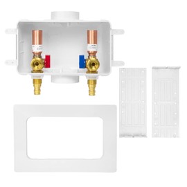 Seelink Washing Machine Outlet Box, Center Drain, 1/2 Inch Pex-A Inlet x 3/4 Inch MHT Outlet Connection, with Copper Water Hammer Arrestor (Pack of 2)