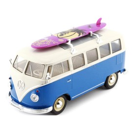 Welly 1:24 1962 Volkswagen Classical Bus with Surfboard Red/White