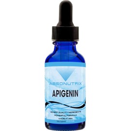 Absonutrix Apigenin 75 mg per Serving, 4 Fl Oz Bottle, 200 Potent Servings, Easy-to-Consume Liquid Drops, Quick Absorption, Gluten-Free, Third-Party Tested, GMP-Certified, Non-GMO, Made in USA