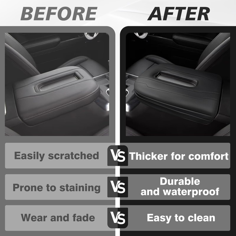 Muslogy Center Console Armrest Cover Fit for Chevy Silverado &