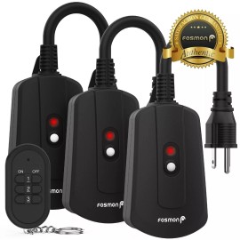 Fosmon 100FT Outdoor Indoor Wireless Remote Control Outlet [3 Reciever/1 Remote]