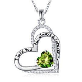 Iefil Birthstone Necklace Gifts for Women - 925 Sterling Silver Love Heart Birthstone Necklace for Women, Anniversary Valentines Day Gifts for Her Birthday Gifts for Women, Sterling Silver, created