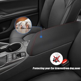 XYHGM Car Center Console Armrest Cover for Camry 2018-2020 2021 2022 2023 Leather Anti-Scratch Central ArmRest Box Lid Seat Cover Protector Cushion Saver Interior Accessories-Carbon Fibre+Red